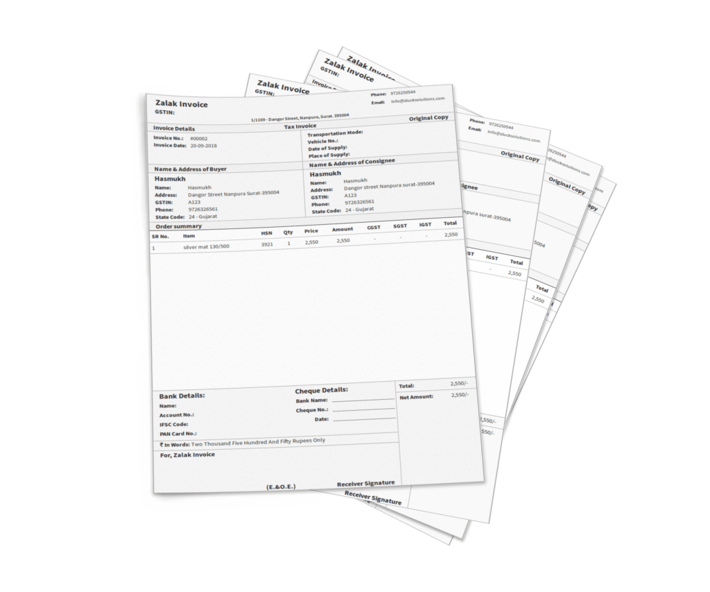 zalak invoice sample